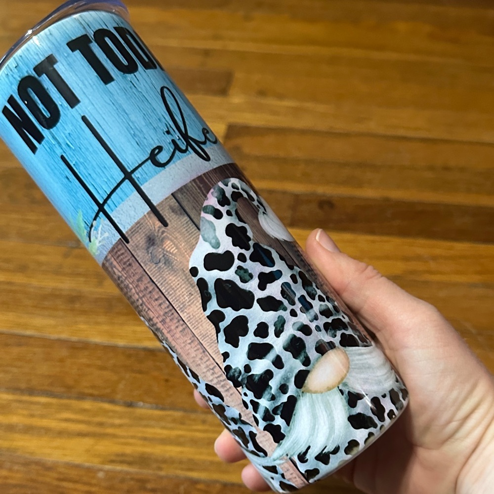 “Not Today Heifer” Funny Gnome Tumbler, Cow Theme
